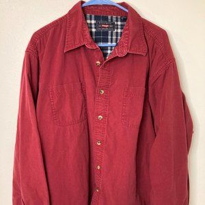 Wrangler Mens 2XL Button Down Shirt Plaid Flannel Lined Red Cotton